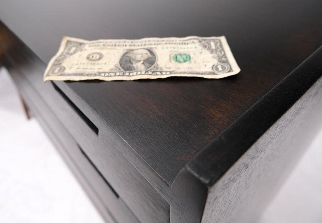Pair of Ebonized Mahogany 4 Drawers Bachelor Chests w/ Gallery Tops Restored