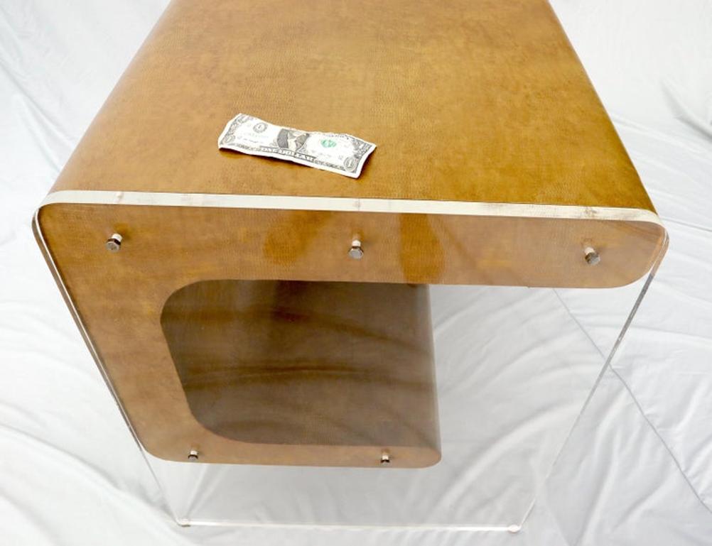 Lucite Base Faux Snake Skin Sculptural Shape One-Drawer Writing Table Desk