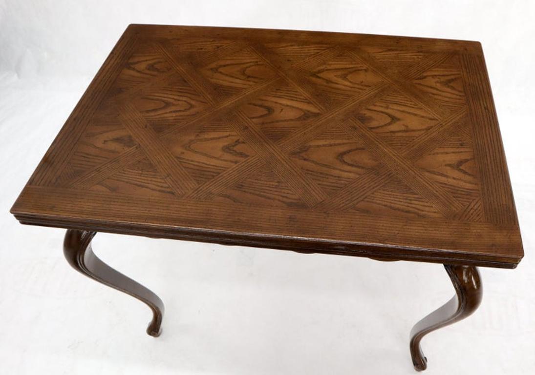 Henredon Cabriole Leg Parquet Flip Top Console to Dining Table