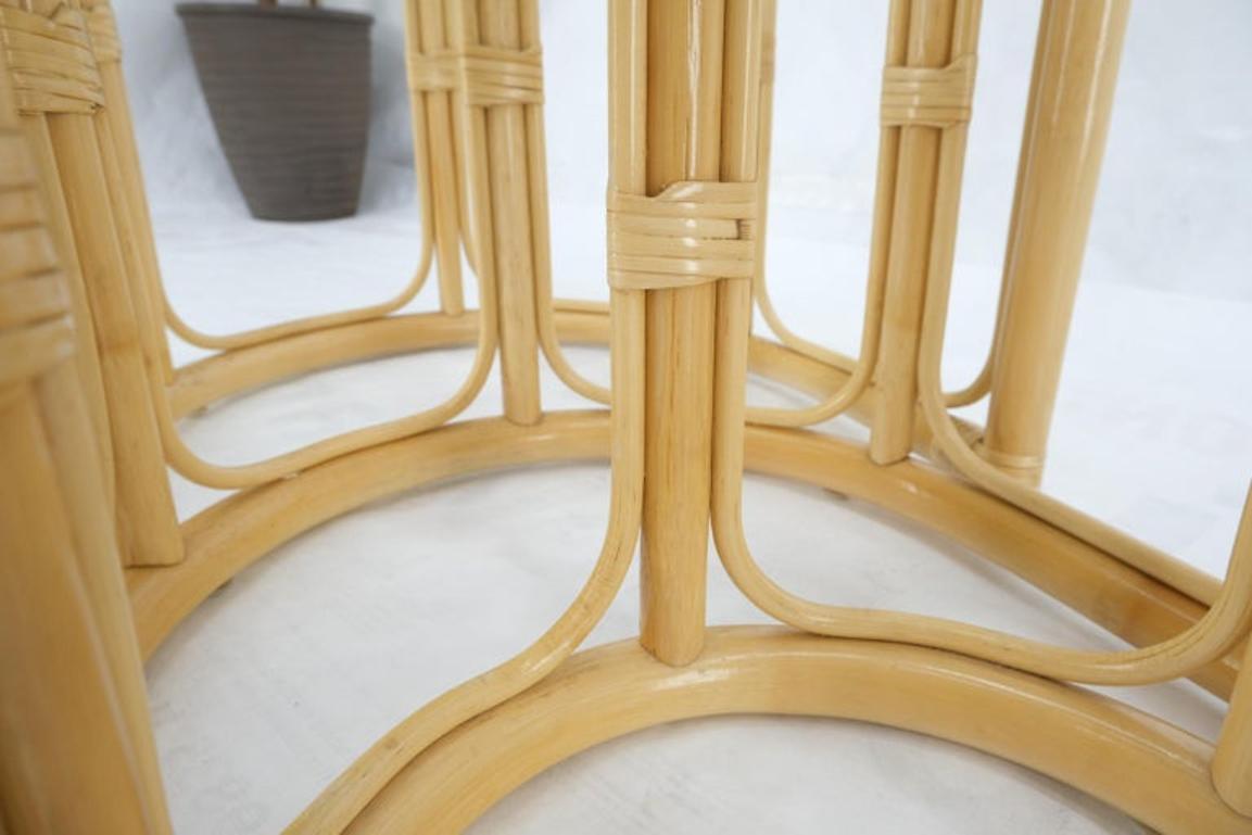 Bent Reed Bamboo Rattan Set of Three Stacking End Side Occasional Tables Stands