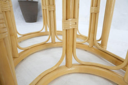 Bent Reed Bamboo Rattan Set of Three Stacking End Side Occasional Tables Stands