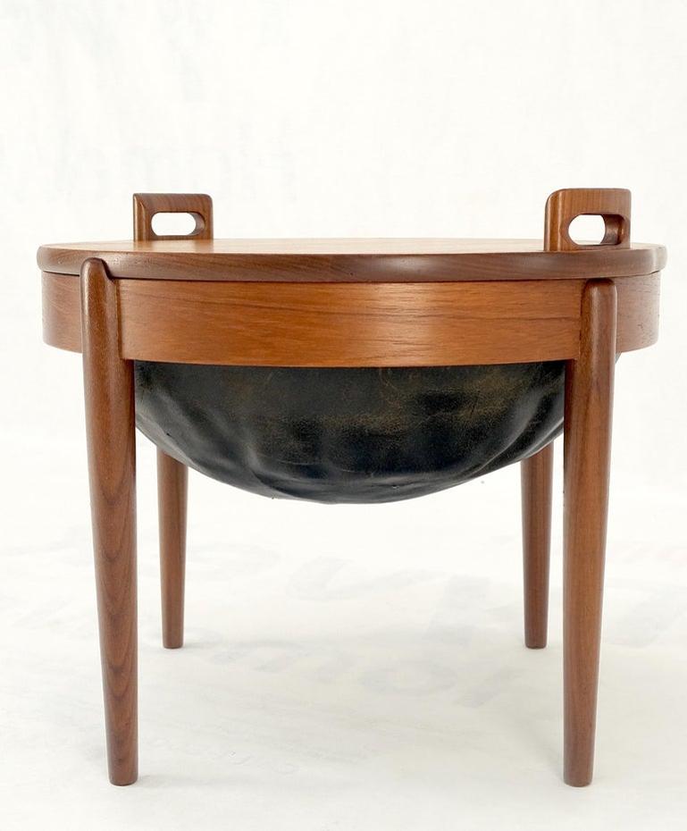 Danish Mid-Century Modern Teak Sewing Stand Table Bench Flip Top by Hansen Mint!
