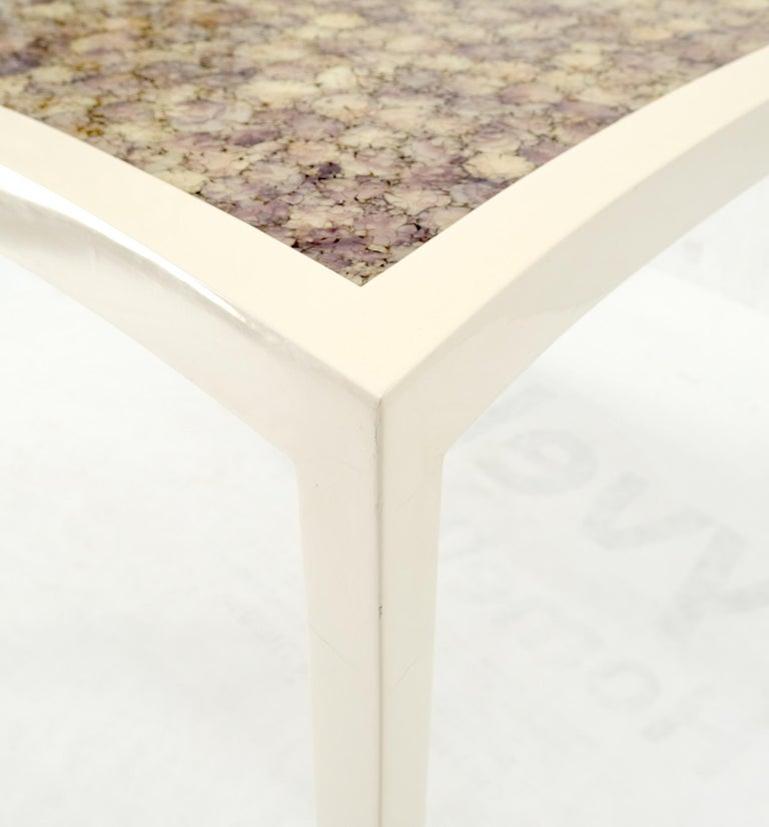 Enrique Garcel Diamond Shape Top White Lacquer Game Dinette Table Crushed Shell