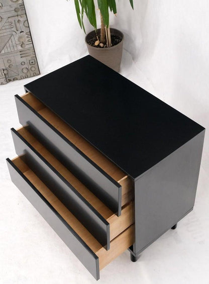 Black Lacquer 3 Louver Drawers Dresser on a "Base" 2 Pieces Cabinet Credenza