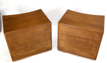 Pair of Paul Frankl Walnut Nightstands for Johnson Furniture Solid Brass Pulls