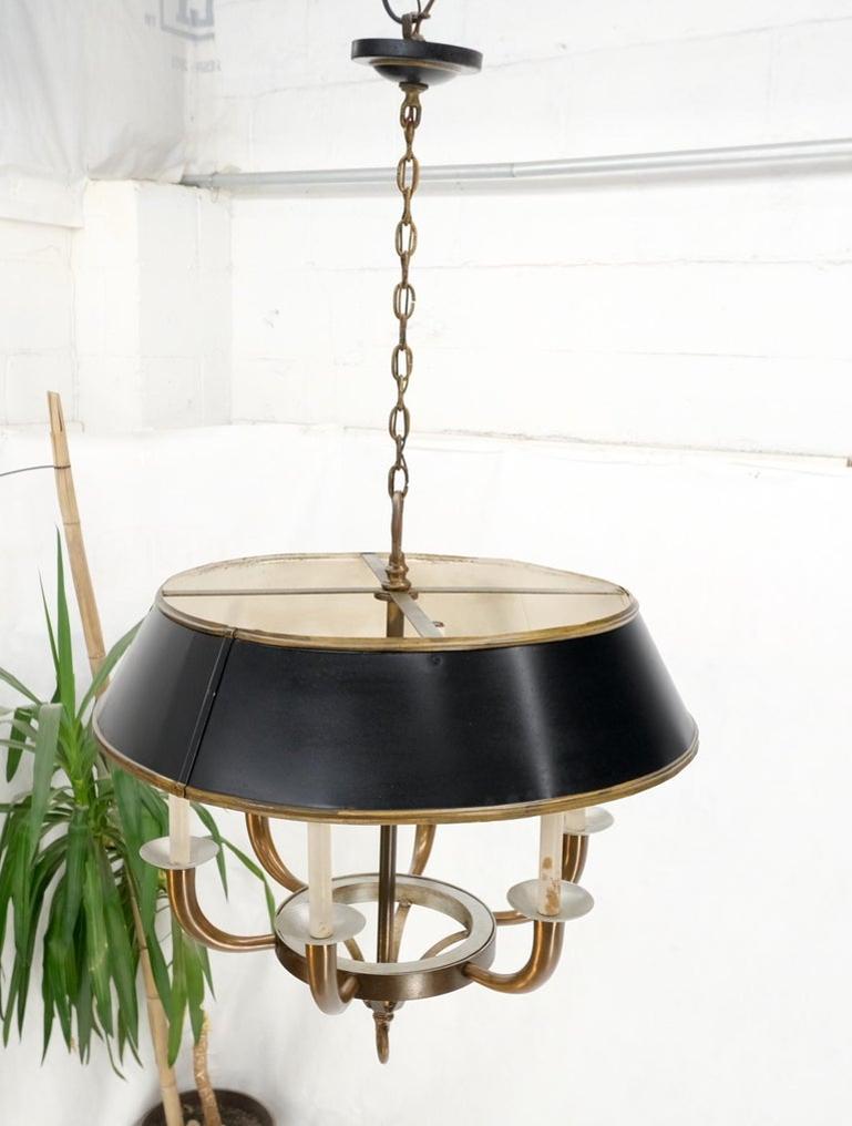 Solid Brass 6 "Candles" Chapman Ceiling Light Fixture Chandelier Mid Century