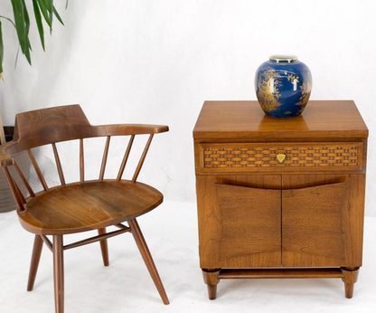Heavy Turned Solid Walnut Legs Floating Lattice Ornament 1 Drawer Nightstand