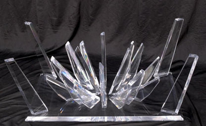 Lucite "Ice Crystals" Base Rectangle Glass Top Mid-Century Modern Coffee Table