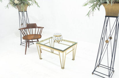 EstablishedLines Geometric Frame Style Legs  Rectangular Brass Plated Side Table w/ Glass Top