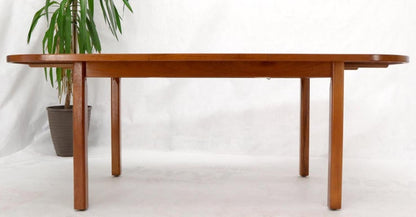 Rectangle Round Corners Teak Midcentury Danish Modern Dining Table Pop Up Leaf