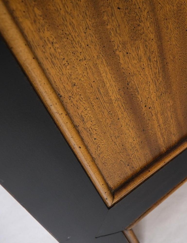 Burl Wood Black Ebonized Border 9 Drawers Long Dresser Credenza Brass Pulls Mint