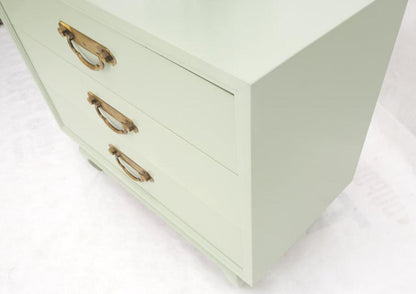 Light Olive Lacquer Oriental Base Legs 3 Drawer Accent Dresser Bachelor Chest