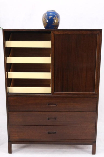 Harvey Probber Espresso Mahogany Sliding Doors 10 Drawers Gentlemen's Chest Mint