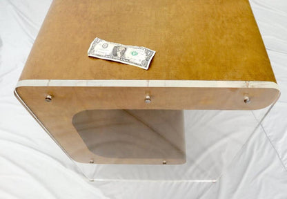 Lucite Base Faux Snake Skin Sculptural Shape One-Drawer Writing Table Desk