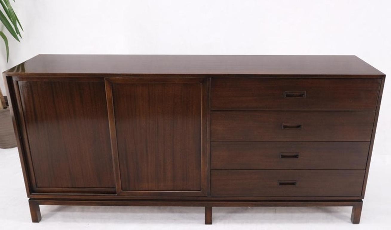 Espresso Harvey Probber Sliding Doors Compartment 12 Drawers Credenza Dresser