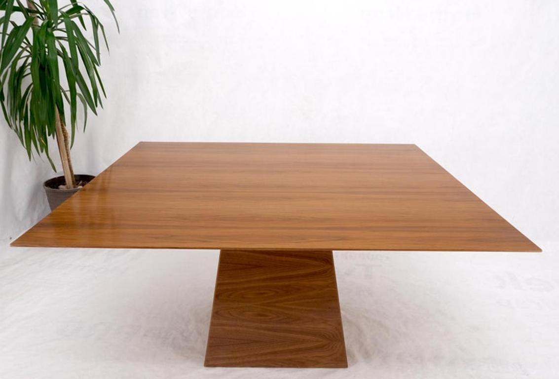 Large Modern Studio Square Walnut Pyramid Shape Base Dining Conference Table