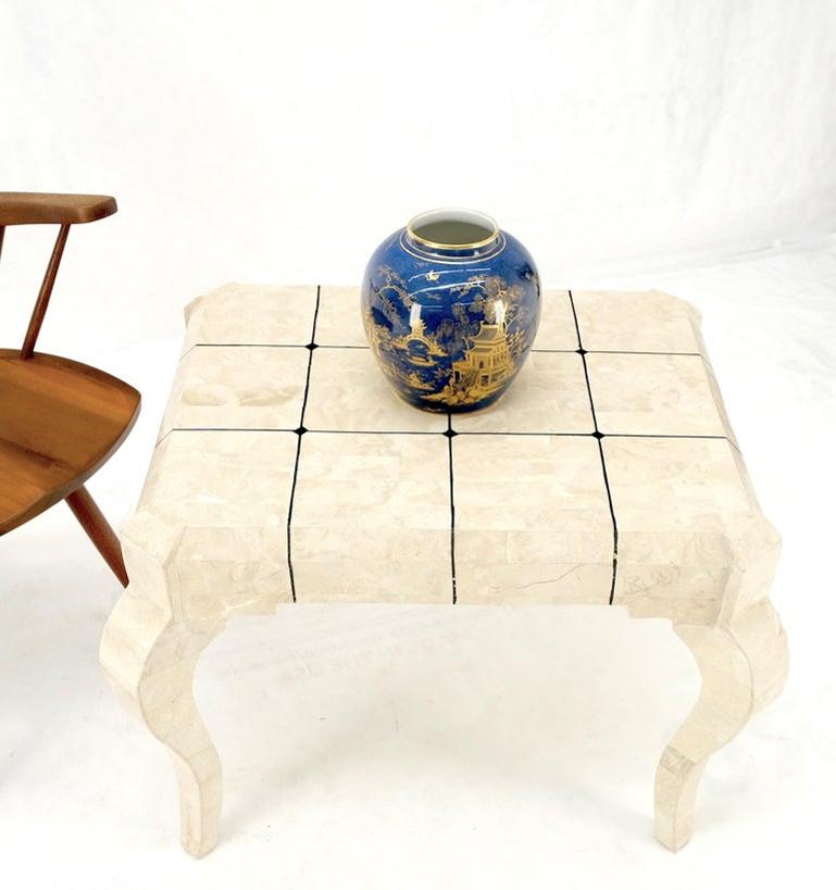 Tessellated Stone Top Brass Inlay Cabriole Leg Side End Occasional Table MINT!
