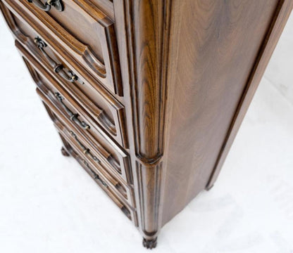 French Carved Walnut Lingerie 6 Dovetails Drawer Chest Dresser Drop Pulls