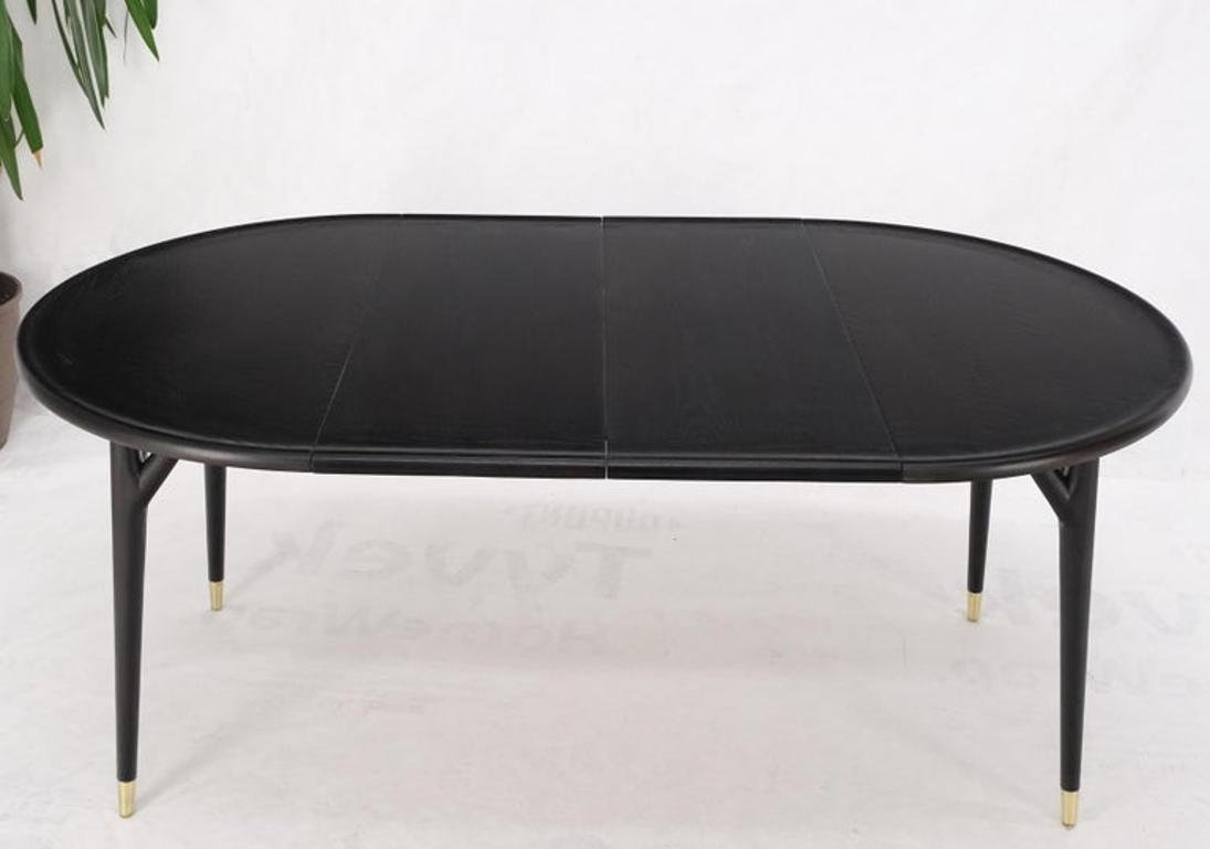 Round Mid Century Ebonized Oak Dining Table w/ Two Leafs Jack Van der Molen MINT