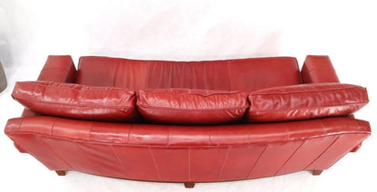 Concave Front Edge Tomato Red Leather Upholstery Couch Leather Sofa Thomasville