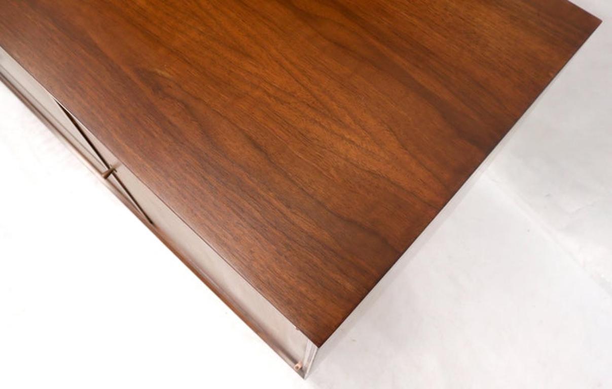 Sculptural Legs Long 9 Drawers Walnut Credenza Dresser with Doors
