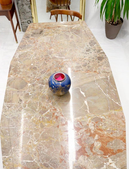 Large Marble Boat Shape Top Dining Conference Table on Cross Shape Bases