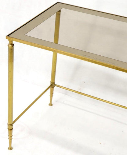 Set of 3 Brass Mirrored Border Glass Tops Nesting Stacking Tables