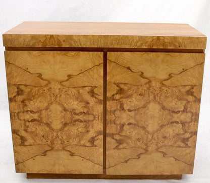Lane Burl Wood Two-Door Pull Out Laminated Serving Tray Credenza Liquor Cabinet