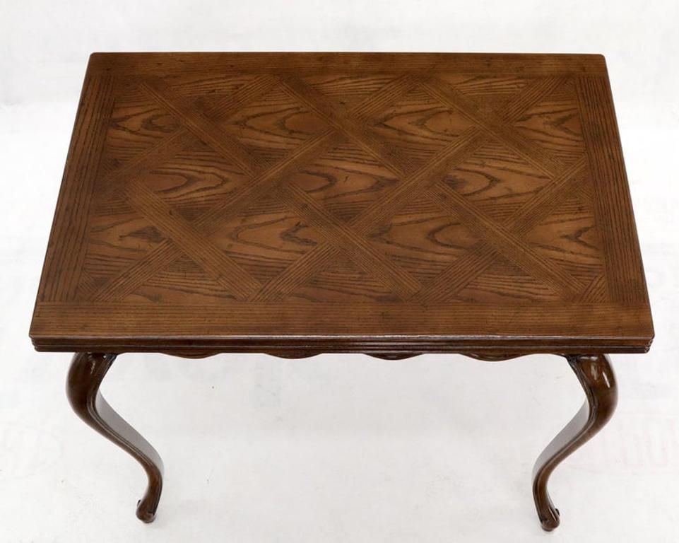 Henredon Cabriole Leg Parquet Flip Top Console to Dining Table