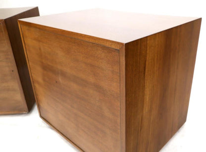 Pair of Paul Frankl Walnut Nightstands for Johnson Furniture Solid Brass Pulls