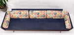 Adrian Pearsall Mid-Century Walnut Frame Stamps Theme Upholstery Gondola Sofa
