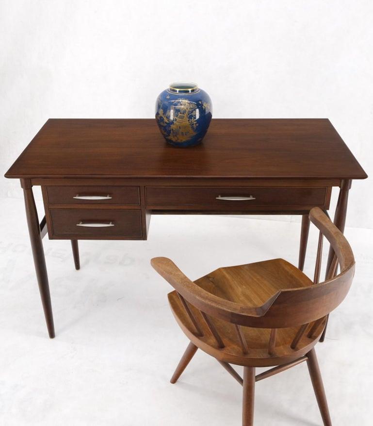 Exposed Dowel Shape Legs Floating Top 3 Drawers Walnut Desk Table Console Mint