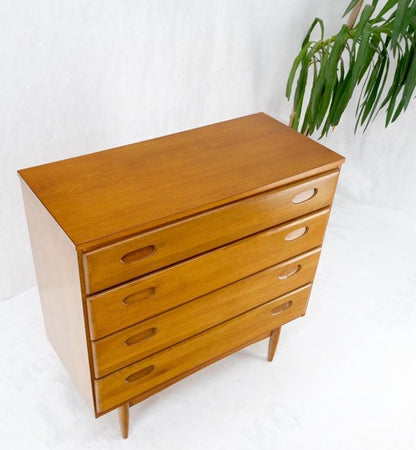 Solid Oak Mid-Century Modern 4 Drawers American Bachelor Chest Dresser Commode