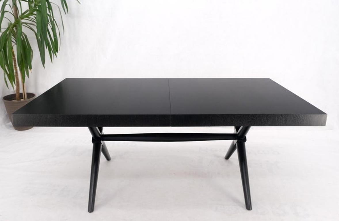 Black Lacquer One Leaf X Base Gibbings Trestle Dining Table by Widdicomb Mint