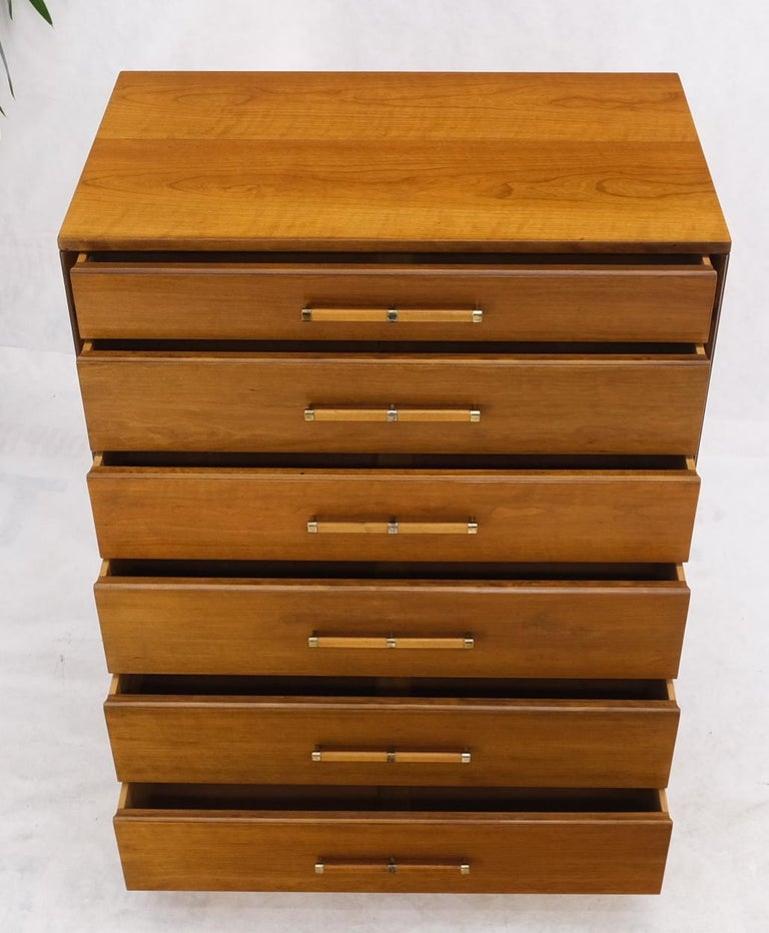 John Stuart Honey Amber Maple High Chest 6 Drawers Dresser Cabinet Wooden Pulls