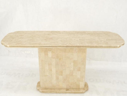Tessellated Stone Brass Inlay Clove Pattern Ends Sofa Console Table MINT