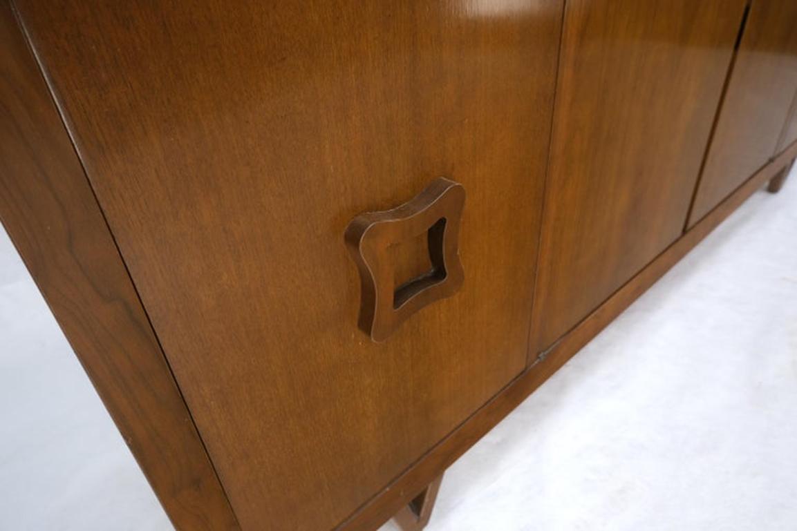 Mid Century V Shape Leg 4 Doors Compartments 3 Drawer Credenza Buffet Cabinet