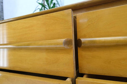 Lacquered Blond Birch 6 Drawer Swedish Mid-Century Modern Dresser Credenza Mint