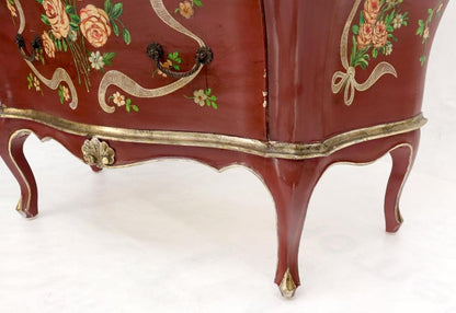 Red Lacquer Painted Bombay Dresser Chest of Drawers