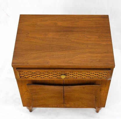 Heavy Turned Solid Walnut Legs Floating Lattice Ornament 1 Drawer Nightstand