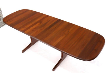 Compact Solid Teak Danish Mid-Century Modern Dining Table with Two Leaves