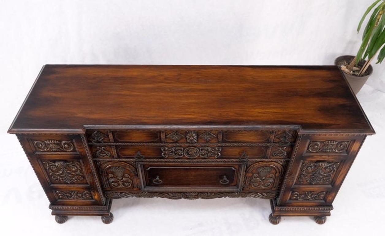 Jacobean Fine Carved Oak Sideboard Credenza Buffet Cabinet Mint