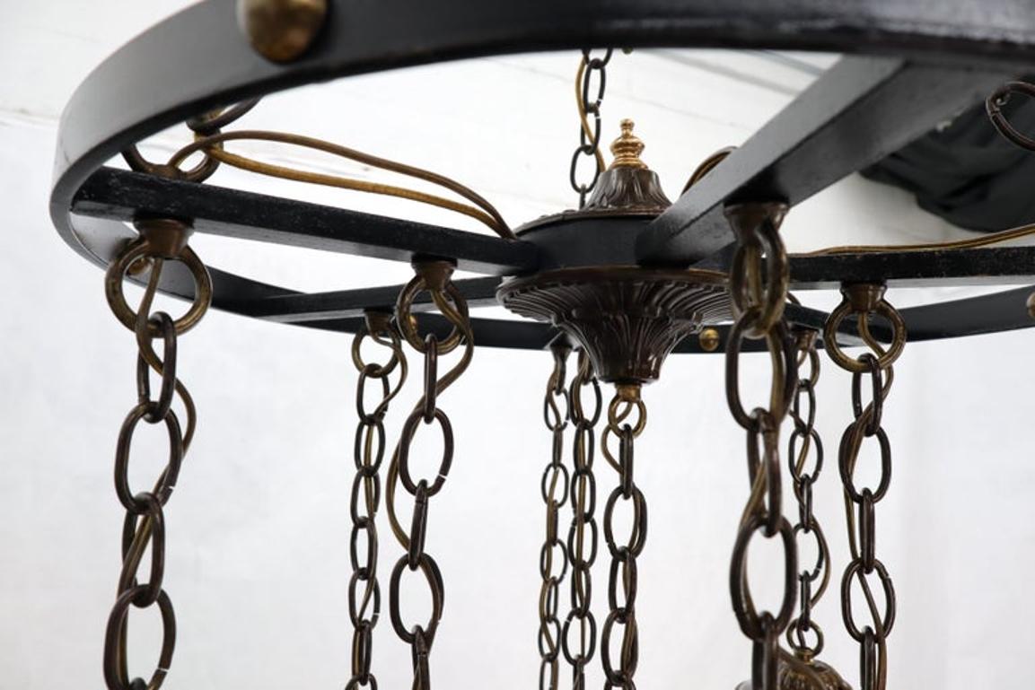 Ruby & Amber Globes on Chain Chandelier Light Fixture