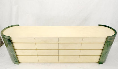 Lacquered Leather Goatskin 16 Drawers Mid-Century Modern Credenza Dresser Mint!