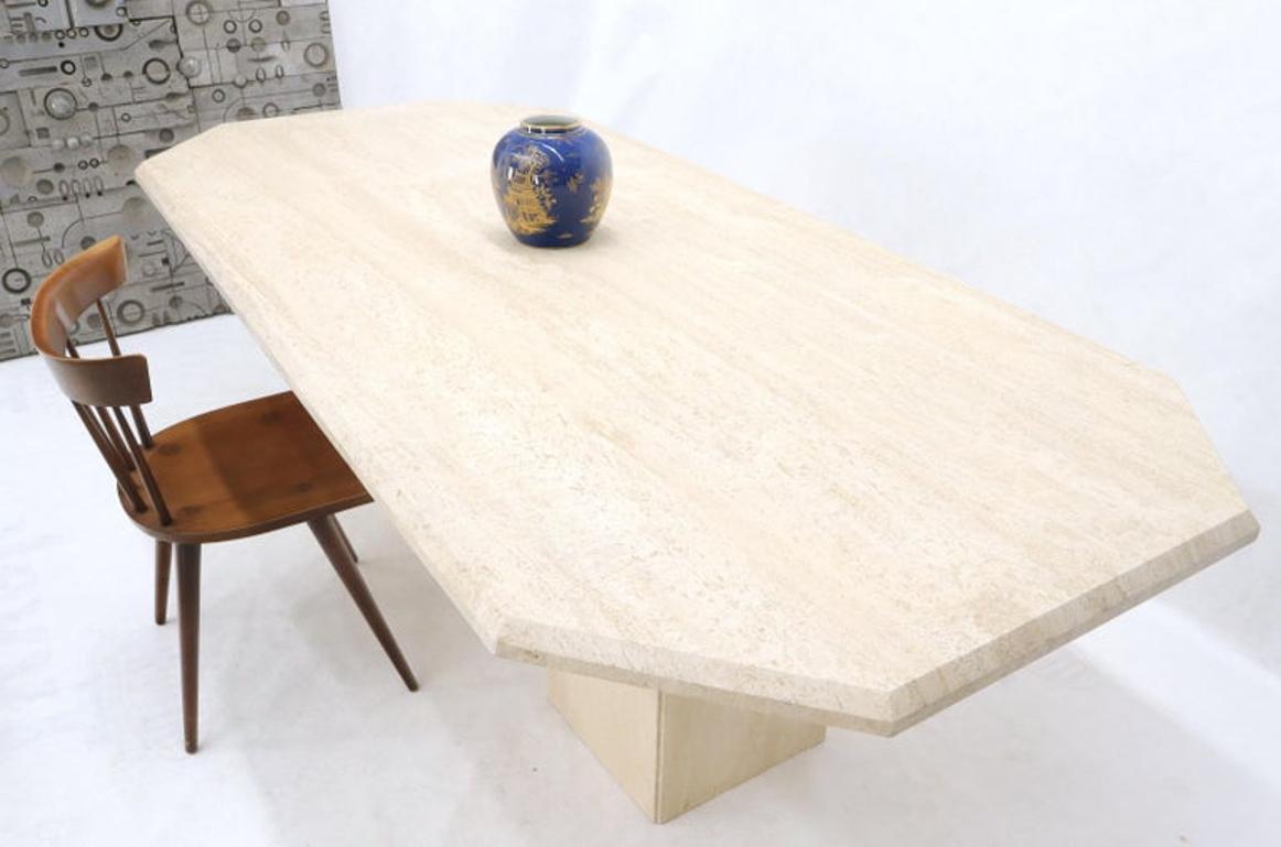 Large Rectangular Double Pedestal Travertine Dining or Conference Table