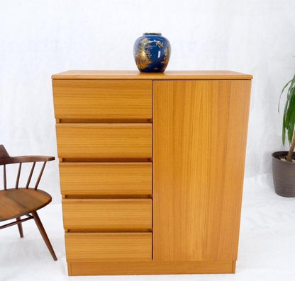 Danish Mid-Century Modern Teak Side by Side Cabinet w 5 Drawers Shelf Compartmet