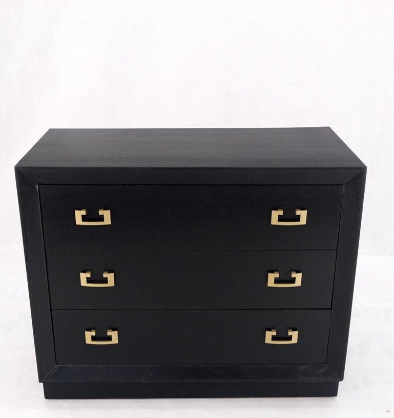 Gold Drop Pulls Ebonized Mahogany 3 Drawers Bachelors Chest Dresser Cabinet MINT