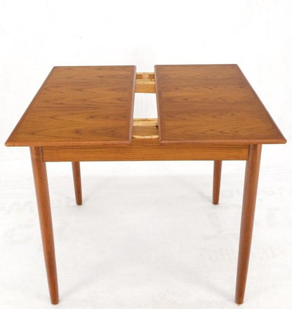 Danish Mid-Century Modern Square Teak Refectory Extension Boards Dining Table