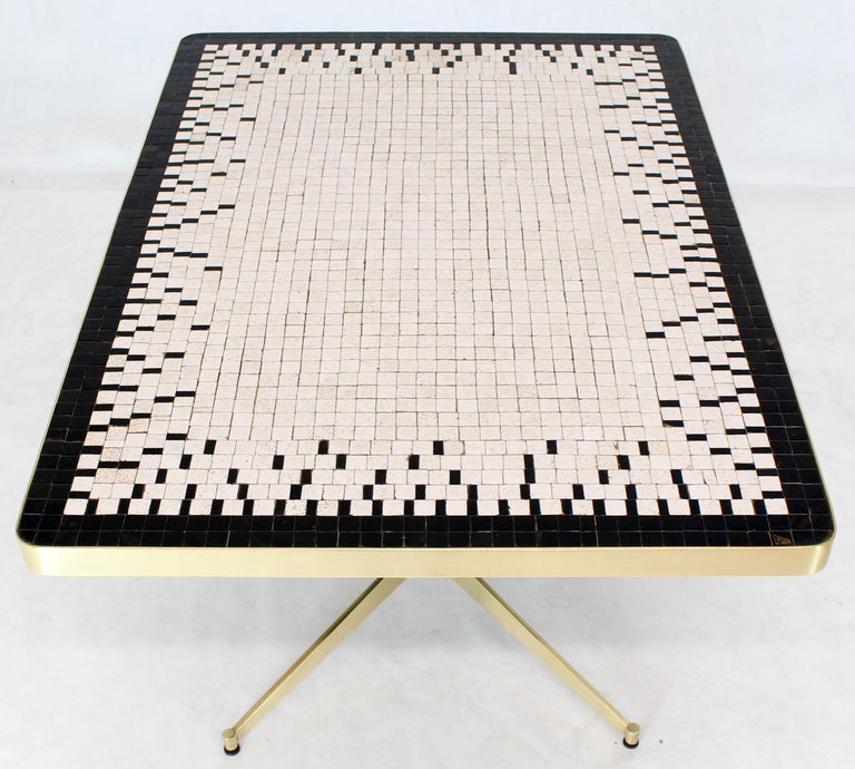 Machined Solid Brass X-Shape Base Mosaic Top Cafe Table