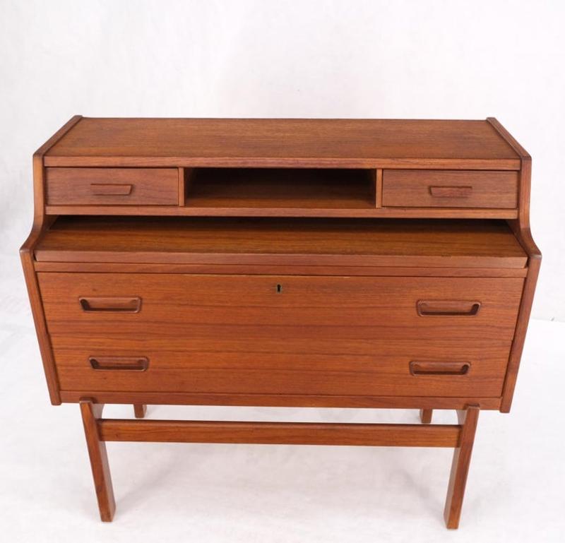 Danish Mid-Century Modern Teak Pull Out Secretary Desk Chest of Drawers Dresser